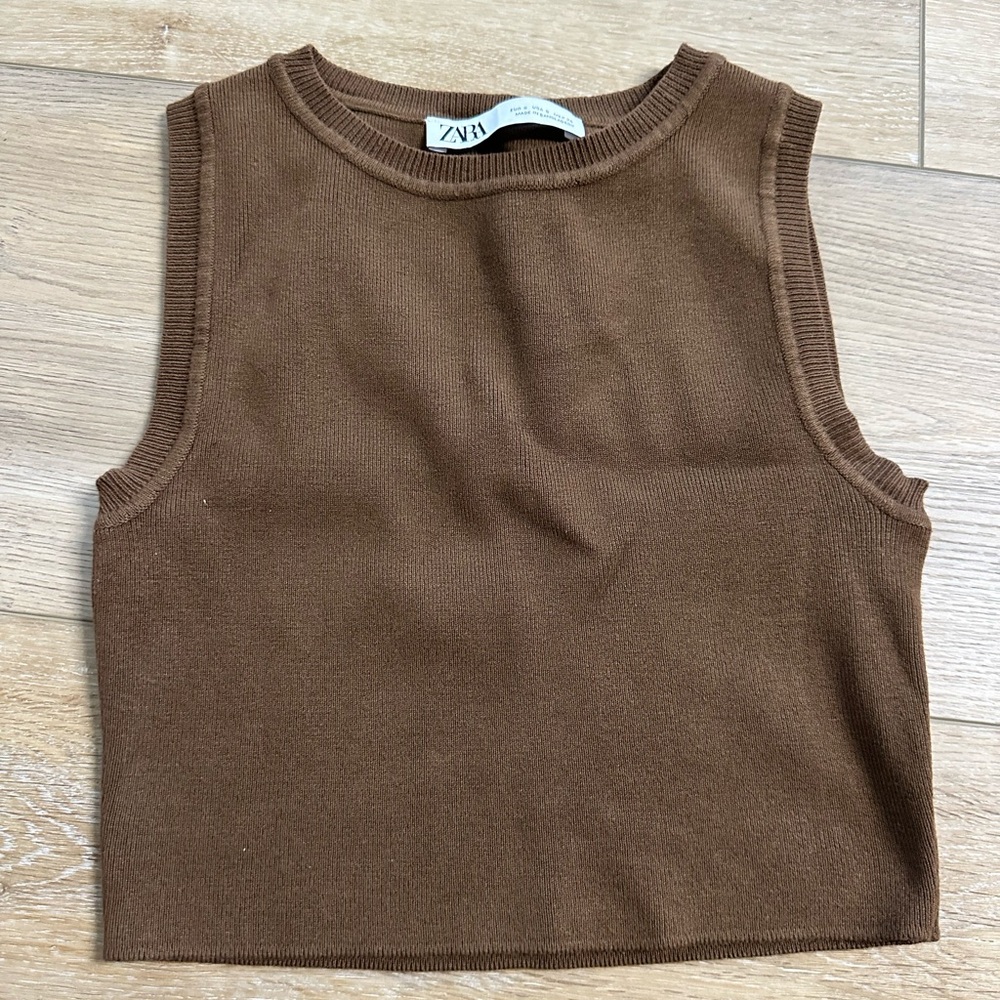 Zara Chocolate Brown Knit Tank